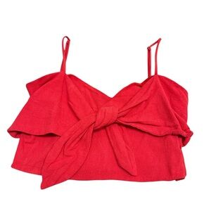 Red Minimalist Bow Tie Crop Top